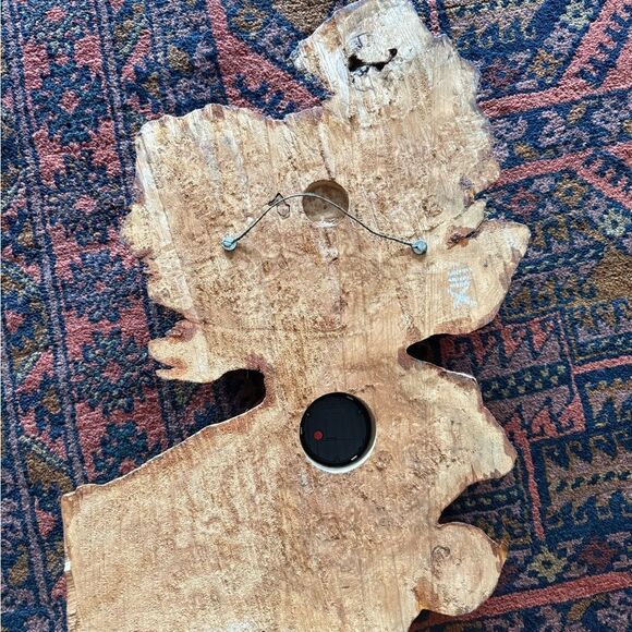 MCM Vintage Burl Wood Wall Clock made in Germany - Picture 6 of 7